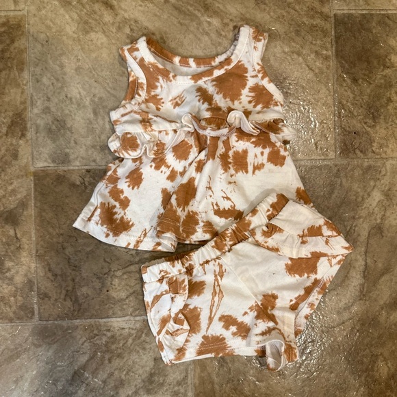 Grayson Mini Baby Girl Ruffle Tie Dye Boho Tank & Shorts Matching Set Newborn - Picture 3 of 9